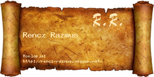 Rencz Razmus névjegykártya